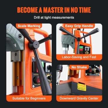 VEVOR Mag Drill Press, 1400W 2" Boring Diameter, 2922lbf Power Magnetic Drill, 810 PRM, 10-Speed, 1-second Release Drill Arbor, Electric Drilling Machine for Metal Surface and Home Improvement