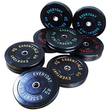 BalanceFrom Color Coded Black Olympic Bumper Plate Weight Plate with Steel Hub, 10LB Pair