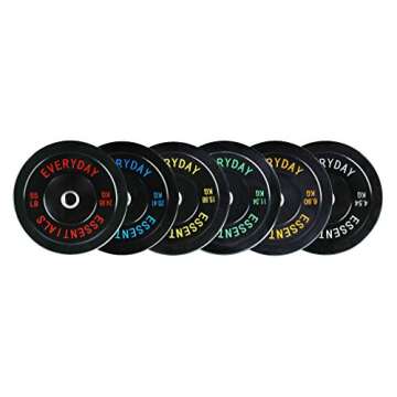 BalanceFrom Color Coded Black Olympic Bumper Plate Weight Plate with Steel Hub, 10LB Pair
