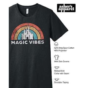 Magic Vibes Shirt | Cute Vacation Shirt for Disney | Unisex Sizing (X-Small, Dark Grey Heather)