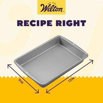 Wilton Recipe Right Non-Stick 9 x 13-Inch Oblong Cake Pans, Set of 2 Cake Pans, Steel