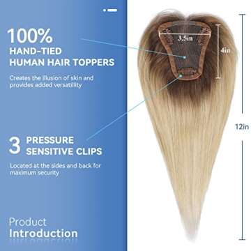 EMMOR Human Hair Topper for Thinning Hair - 100% Remy Hair