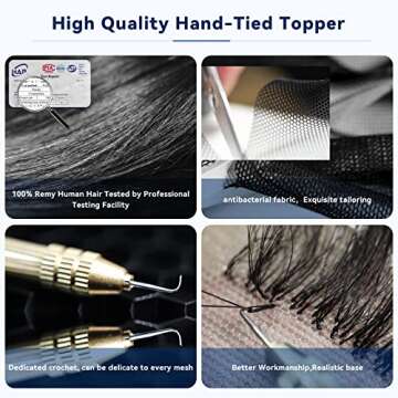 EMMOR Human Hair Topper for Thinning Hair - 100% Remy Hair