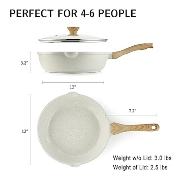 SENSARTE 12-Inch Nonstick Ceramic Saute Pan for Healthy Cooking