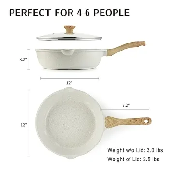 SENSARTE 12-Inch Nonstick Ceramic Saute Pan for Healthy Cooking