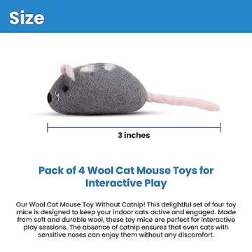 Feltcave Wool Cat Mouse Toys - Handmade 4-Pack