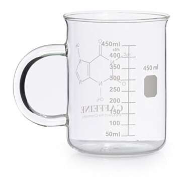 Caffeine Beaker Mug - Science Lovers 16 oz Glass Coffee Mug
