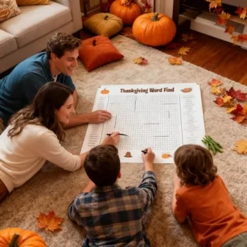 Jumbo Thanksgiving Word Search Poster - Giant Holiday Game for Family Gatherings