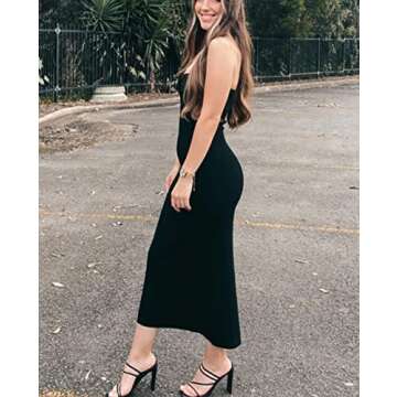 Sdencin Women Sexy Twist Knot Front Ribbed Knit Bodycon Bandeau Tube Dress Casual Solid Strapless Maxi Long Dress (S US Women, Black)