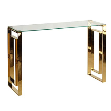 Cortesi Home Laila Console Table Stainless Steel Glass - 47" W x 15.75" D x 30.5" H in Gold & Clear ...
