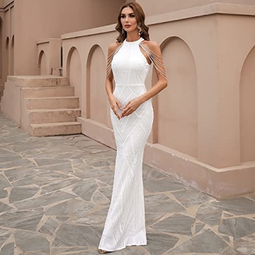 Elegant Halterneck Sleeveless Evening Dress for Women