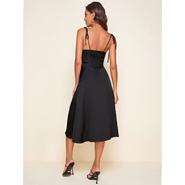 MakeMeChic Women's Satin Silk Dress Elegant Summer Party Wear