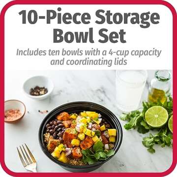 GoodCook BPA Free Meal Prep Bowl Container Set of 10 with Dressing Cups