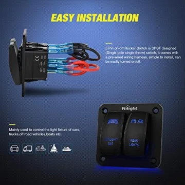 Nilight Aluminum LED Toggle Switch Panel for Vehicles