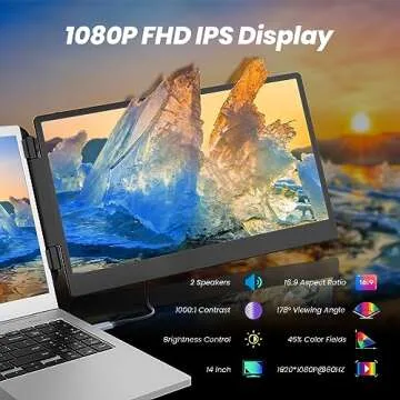 domyfan 14" Laptop Screen Extender, FHD 1080P IPS Triple Portable Monitor for Laptop, HDMI/USB-A/Typ...