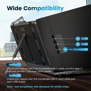 domyfan 14" Laptop Screen Extender, FHD 1080P IPS Triple Portable Monitor for Laptop, HDMI/USB-A/Type-C Plug and Play for Windows, Mac, Android, Chrome, Switch & PS5, Work with 13.3”-17” Laptops