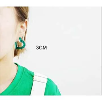 VEINTI+1 Pink Heart Shape Earring Transparent Acrylic Pink Heart Shape Candy Color Women's Charm Earring (3cm,1.18", H3- Pink)