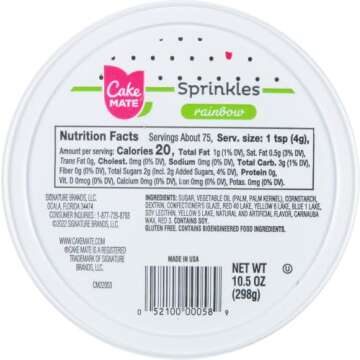 Cake Mate Rainbow Sprinkles for Ice Cream and Desserts 10.5 oz