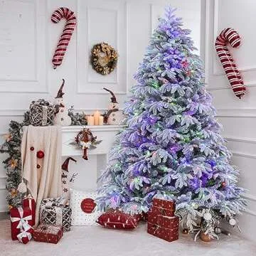 ELONG Flocked 7.5ft Prelit Christmas Tree - Perfect Holiday Decor