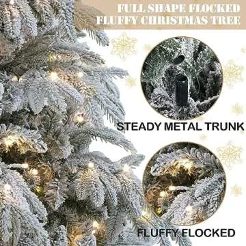 ELONG Flocked 7.5ft Prelit Christmas Tree - Perfect Holiday Decor