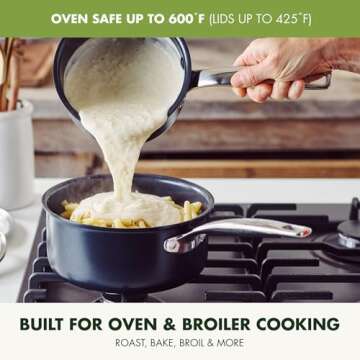 GreenPan Prime Chatham 1QT & 2QT Saucepan Pot Set with Glass Lids, Hard Anodized Diamond Infused Ceramic Nonstick, PFAS-Free, Dishwasher Safe, Oven Safe, Multipurpose Chefs Pan, Stay-Cool Handle,Black