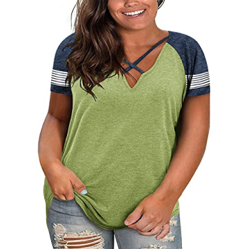 Womens Oversized T Shirts Summer Plus Size Tops Casual Short Sleeve Sexy V Neck Cotton Tee Shirts