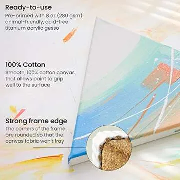 Arteza Paint Canvases for Painting, Pack of 10, 12 inches, Triangle Blank Canvas Bulk, Pine Wood Frame, 100% Cotton Stretched Canvas, 8 oz Gesso-Primed, Art Supplies for Adults, for Acrylic Pouring