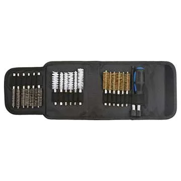 18 Pcs Bore Brush Drill Set, Mixiflor Twisted Stainless Steel Brass Nylon Bore Brush for Cleaning Rust, 1/4 Inch Hex Shank, with Handle, Extension Bar, Tool Bag