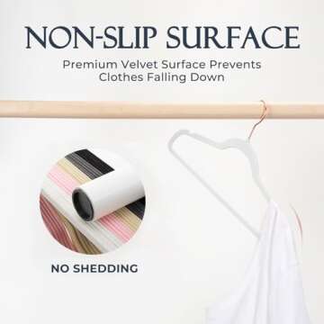 HOUSE DAY White Velvet Hangers - 60 Pack Non-Slip Storage Solution