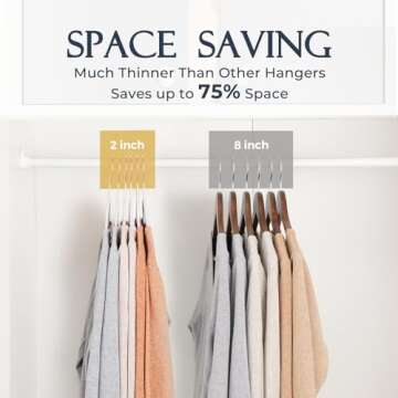 HOUSE DAY White Velvet Hangers - 60 Pack Non-Slip Storage Solution