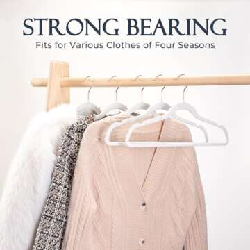 HOUSE DAY White Velvet Hangers - 60 Pack Non-Slip Storage Solution