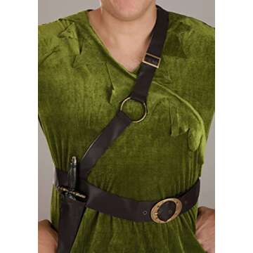 Classic Peter Pan Costume Adult Halloween Costume - XL Bundle w/Toy Dagger Green