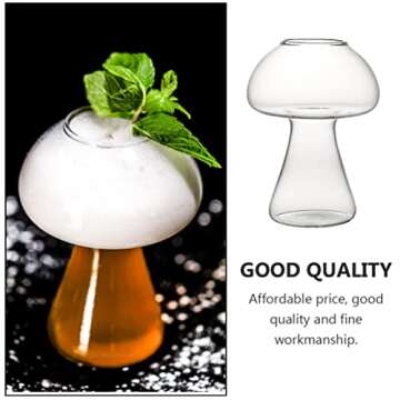 Cabilock 2PCS Cocktail Glass Creative Mushroom Shaped Cocktail for Wine Cocktail Bar Home