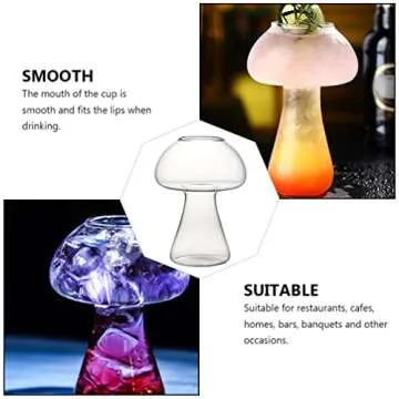Cabilock 2PCS Cocktail Glass Creative Mushroom Shaped Cocktail for Wine Cocktail Bar Home
