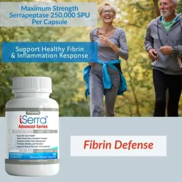 iSerra 250,000 SPU Serrapeptase Enzyme - 90 Maximum Strength Capsules - Up to 12x More Potent Than Other Serrapaptase - Delayed Release Technology-High Potency Non-GMO, Gluten Free, Vegan (Pack of 1)