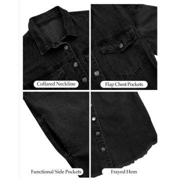 Shop Oversized True Black Denim Jacket - Vetinee Women's Jacket