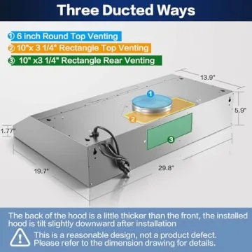 30" SNDOAS Stainless Steel Range Hood - Versatile and Powerful