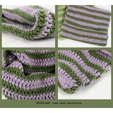 Cat Ear Beanie Y2K Striped Crochet Hats Vintage Grunge Accessories Slouchy Beanies for Women …