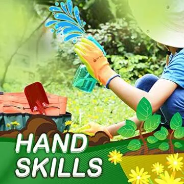 JoyTown Kids Gardening Tool Set –Real Metal Gardening Tools Includes Shovel, Rake, Trowel & Fork, Children’s Garden Kit with Hat, Apron, Gloves, Tote Bag, Sprayer and Bucket, Outdoor Gardening Gifts