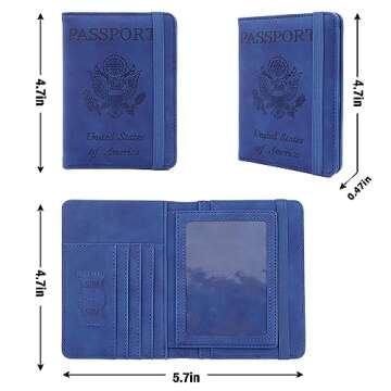 Melsbrinna Rfid Passport Holder for Travel women/Men, Cute Passport Wallet Rfid Blocking Card Slots, Rfid Passport Cover/CaseTravel Wallet, Passport Book Holder (1, Blue5)