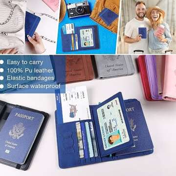 Melsbrinna Rfid Passport Holder for Travel women/Men, Cute Passport Wallet Rfid Blocking Card Slots, Rfid Passport Cover/CaseTravel Wallet, Passport Book Holder (1, Blue5)