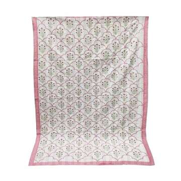 MAVISS HOMES Indian Block Print Quilt Kantha Quilts Queen Size Kantha Throw Quilt Blanket Kantha Bedspreas Pure Cotton Quilt (Twin 90 X 60 Inch, White)
