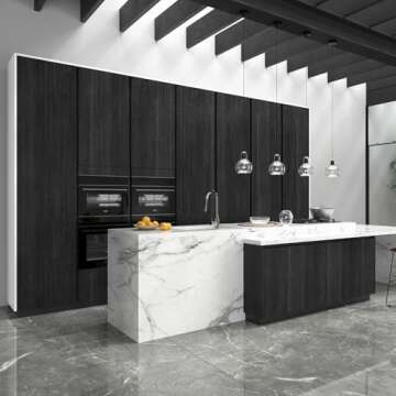 WESTICK Wooden Peel and Stick Countertops Waterproof Wood Grian Contact Paper Self Adhesive Black Wood Peel and Stick Wallpaper for Bathroom Counter Top Wooden Vinyl Wrap Kitchen Cabinets 15.8" x 78"