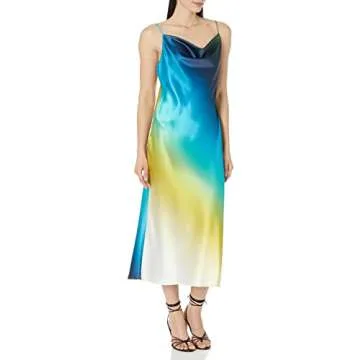 Stylish Blue Ombre Cowl Neck Slip Dress for Women