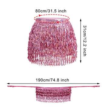 Belly Dance Hip Scarf Sequin Tassel Skirt Performance Outfits Sparkly Fringe Skirt Wrap Halloween Co...