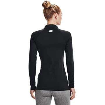 Under Armour Womens Authentics Mock Neck T-Shirt, Black (001)/White, Medium