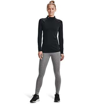 Under Armour Womens Authentics Mock Neck T-Shirt, Black (001)/White, Medium