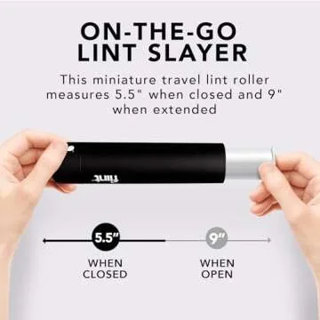 Flint Classic Retractable Lint Roller, Small and Portable Lint Rollers for Removing Dust and Pet Hair from Clothes and Fabrics, 30 Sheets, Black
