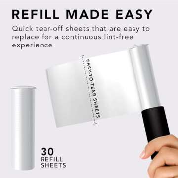 Flint Classic Retractable Lint Roller, Small and Portable Lint Rollers for Removing Dust and Pet Hair from Clothes and Fabrics, 30 Sheets, Black