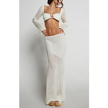 Y2K Halter Backless Crop Top Split Maxi Skirt Set